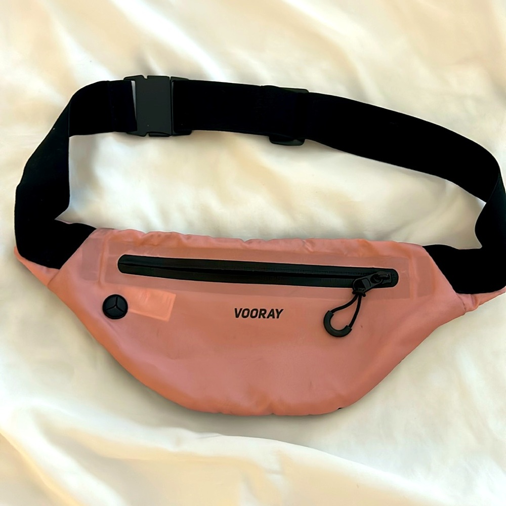 Vooray Fanny Pack Hip Pack Rose and Black, Elastic, Adjustable strap